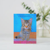 Cute kitten met grote ogen kinderen verjaardagspos briefkaart (Staand voorkant)