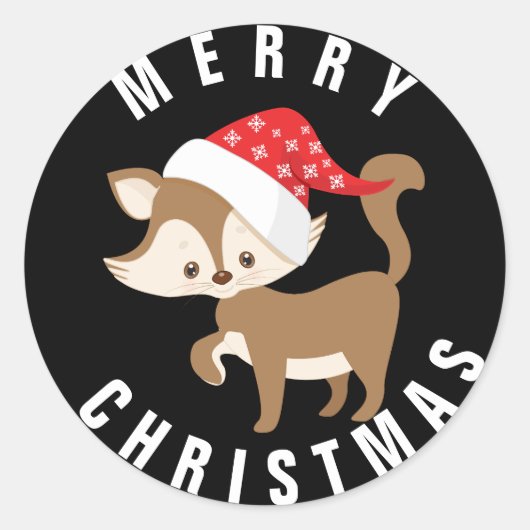 Cute Kitten met Santa Hat/Kerst sticker (Voorkant)