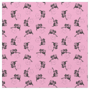 Cute Kitten met Violin Antiek Cat CUSTOM COLOR Stof