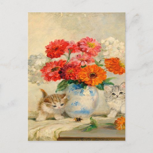  Cute Kitten Meta Plückebaum's Oil Painting Briefkaart (Voorkant)