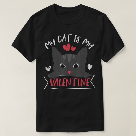 Cute Kitten Mijn kat is mijn Valentijn Cat Lover M T-shirt (Design voorkant)