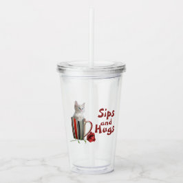 Cute kitten mok foto rode moderne acryl drinkbeker