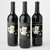 Cute Kitten - nieuw pakket - Gefeliciteerd Wijnlab Wijn Etiket (Flessen)