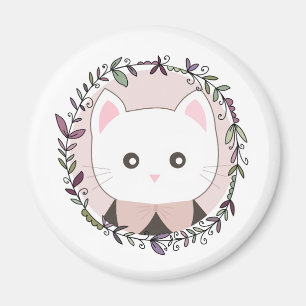 Cute Kitten, omgevormd door bloemen Magneet