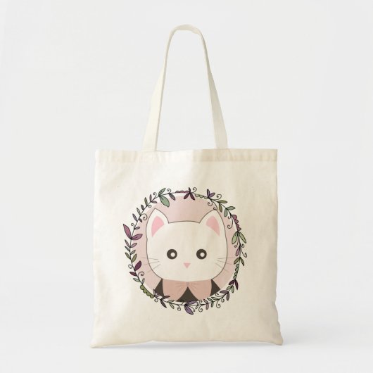 Cute Kitten, omgevormd door bloemen Tote Bag (Voorkant)