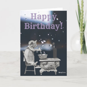 Cute Kitten op fornuis Foto Birthday Card Kaart