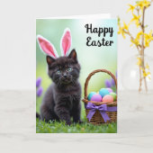 Cute Kitten Pasen Wenskaart Kaart (Gele Bloem)