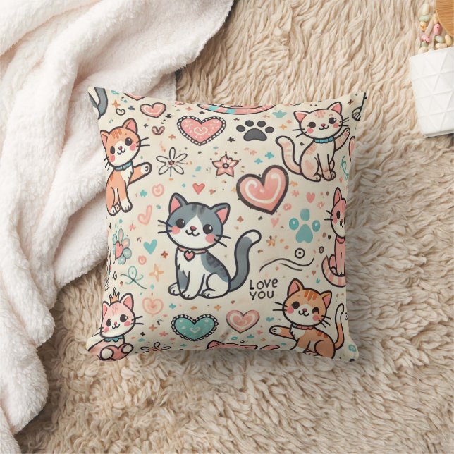 Cute Kitten Pattern Kussen (Deken)