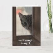 Cute Kitten Peeking In Window Thinking of You Kaart (Voorkant)
