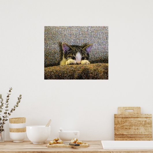 Cute Kitten Photo Mosaic. Poster (Keuken)
