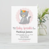 Cute Kitten Pink Girls Baby Sprinkle Invitation Kaart (Staand voorkant)
