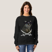 Cute Kitten Pirate wearing eye patch hat fun cat Trui (Voorkant volledig)