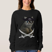 Cute Kitten Pirate wearing eye patch hat fun cat Trui (Voorkant)