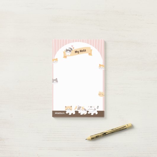 Cute Kitten Post-it® Notes (Op bureau)
