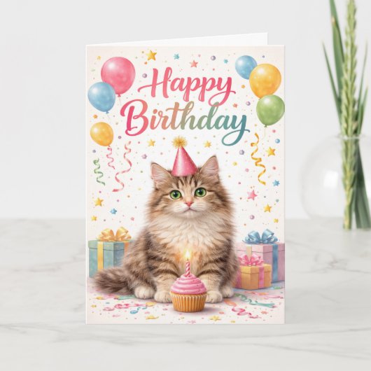 Cute Kitten Purr-fect Birthday Kaart (Voorkant)