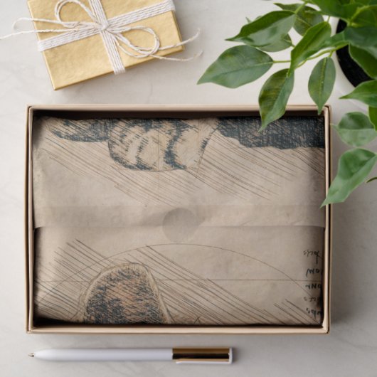 Cute Kitten Retro Cat Drawing Tissuepapier (Geschenk)