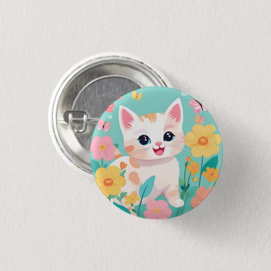 Cute Kitten Ronde Button 3,2 Cm (Voorkant /achterkant)