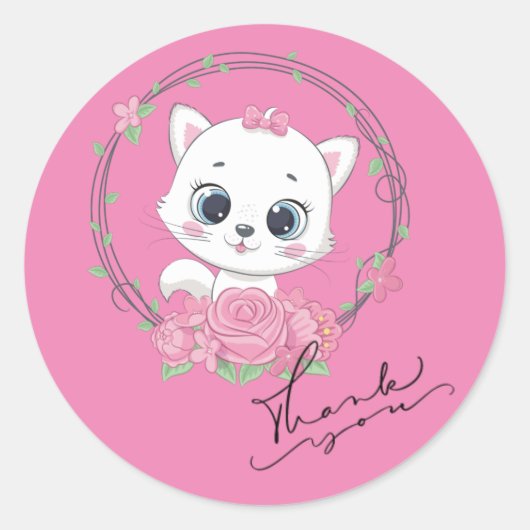 Cute kitten ronde sticker (Voorkant)