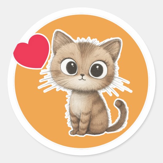 Cute Kitten Ronde Sticker (Voorkant)