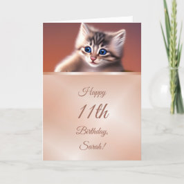 Cute Kitten | Roos Gold Girls Birthday Kaart