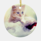 Cute Kitten Round-kerstdecoratie Keramisch Ornament (Voorkant)