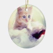 Cute Kitten Round-kerstdecoratie Keramisch Ornament (Links)