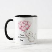 Cute Kitten Roze Hart Ballonnen Valentijnsdag Mok (Links)