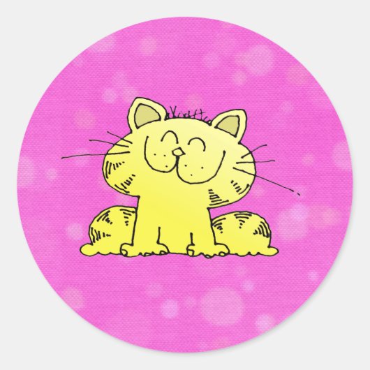 Cute Kitten Roze Room Ronde Sticker (Voorkant)