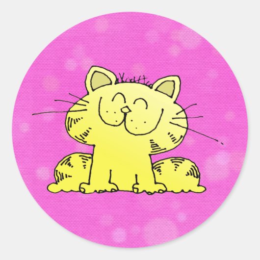 Cute Kitten Roze Room Ronde Sticker (Voorkant)