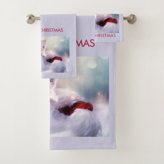 Cute Kitten rust op een kerstman met kerstmis Bad Handdoek (Insitu)