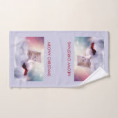 Cute Kitten rust op een kerstman met kerstmis Bad Handdoek (Handdoek)