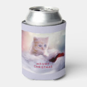 Cute Kitten rust op een kerstman met kerstmis Blikjeskoeler (Blikje Voorkant)