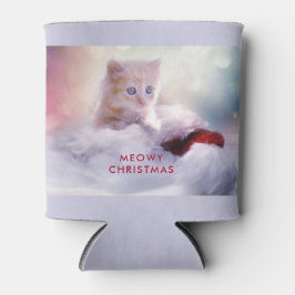 Cute Kitten rust op een kerstman met kerstmis Blikjeskoeler