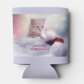 Cute Kitten rust op een kerstman met kerstmis Blikjeskoeler (Achterkant)