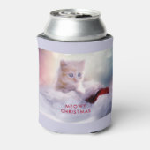 Cute Kitten rust op een kerstman met kerstmis Blikjeskoeler (Blikje Achterkant)