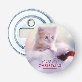 Cute Kitten rust op een kerstman met kerstmis Button Flesopener
