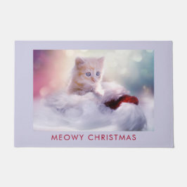 Cute Kitten rust op een kerstman met kerstmis Deurmat