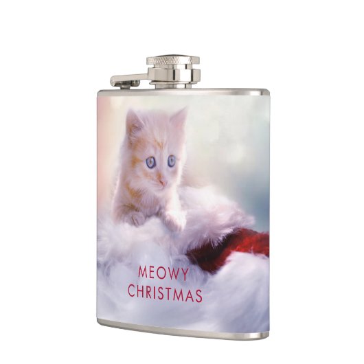 Cute Kitten rust op een kerstman met kerstmis Heupfles (Links)