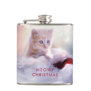 Cute Kitten rust op een kerstman met kerstmis Heupfles