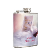 Cute Kitten rust op een kerstman met kerstmis Heupfles (Rechts)