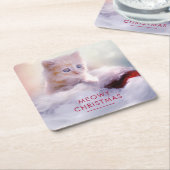 Cute Kitten rust op een kerstman met kerstmis Kartonnen Onderzetters (Schuin)