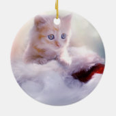 Cute Kitten rust op een kerstman met kerstmis Keramisch Ornament (Achterkant)