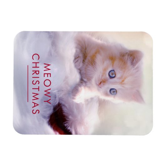 Cute Kitten rust op een kerstman met kerstmis Magneet (Horizontaal)