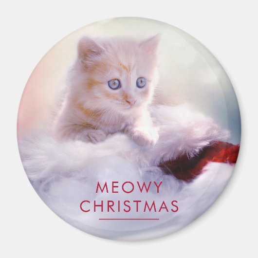 Cute Kitten rust op een kerstman met kerstmis Magneet (Voorkant)