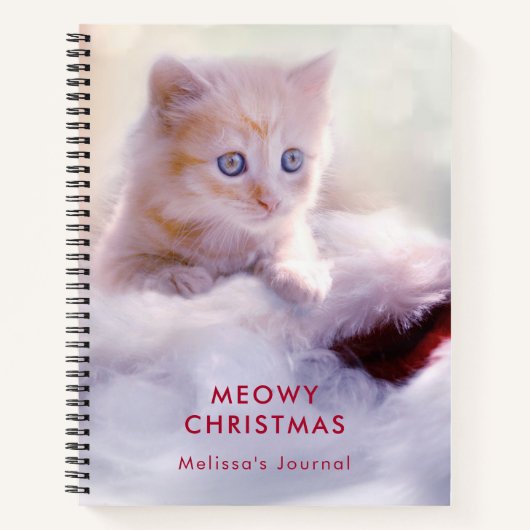 Cute Kitten rust op een kerstman met kerstmis Notitieboek (Voorkant)
