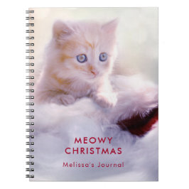 Cute Kitten rust op een kerstman met kerstmis Notitieboek