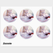 Cute Kitten rust op een kerstman met kerstmis Ronde Sticker (Vel)