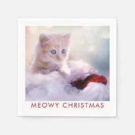 Cute Kitten rust op een kerstman met kerstmis Servet