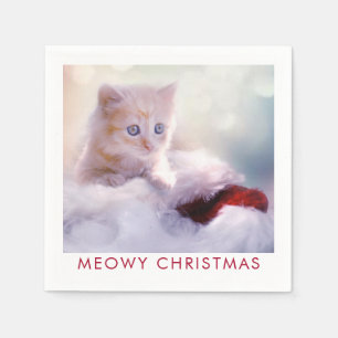 Cute Kitten rust op een kerstman met kerstmis Servet