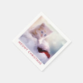 Cute Kitten rust op een kerstman met kerstmis Servet (Hoek)